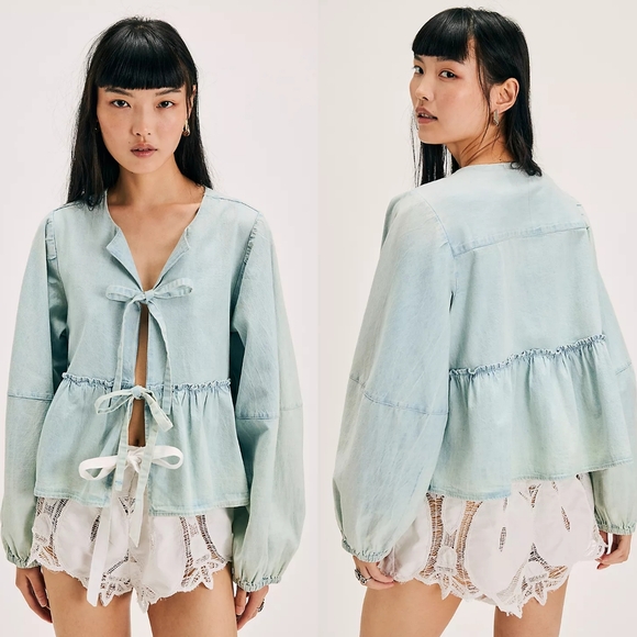 Free People Tops - NWTvFree People Brunch Babe Denim Blouse